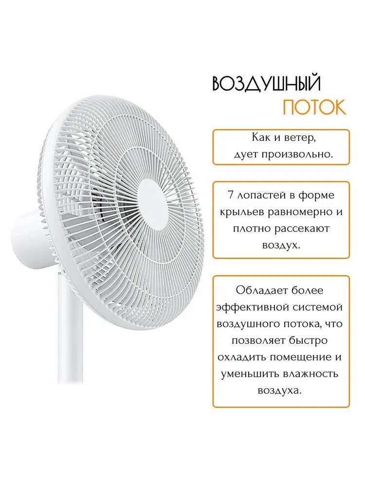 картинка Напольный вентилятор Xiaomi Mijia DC Inverter Floor Fan X1 BPLDS07DM White CN от магазина КомпьютерЦентр