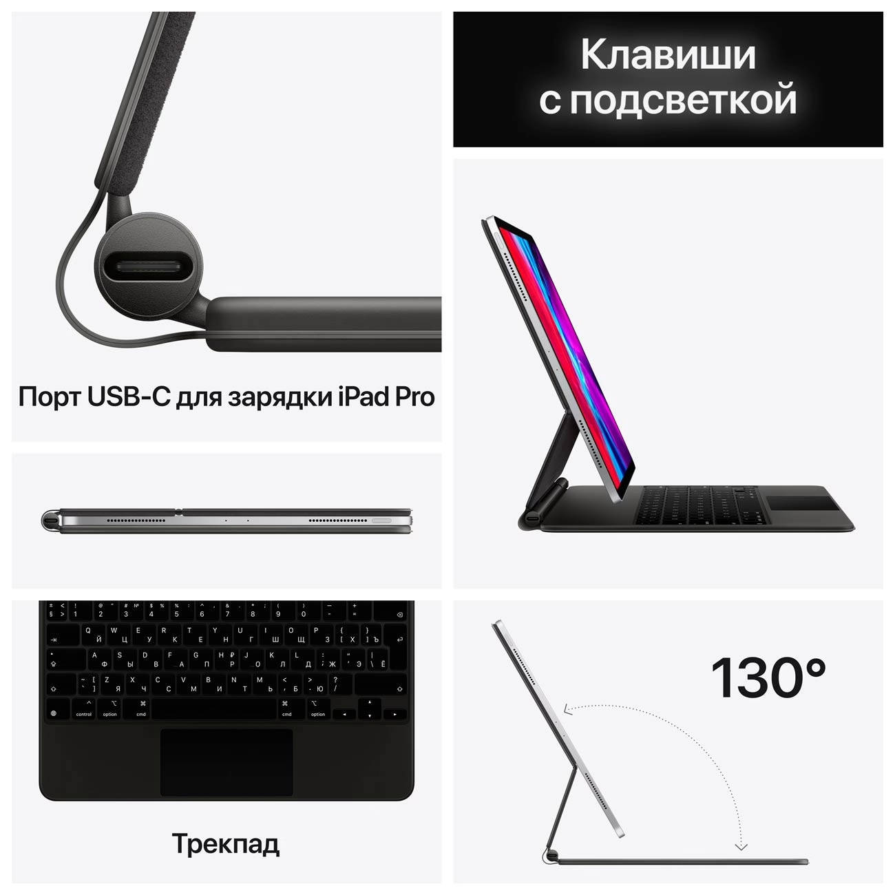 картинка Клавиатура Apple Magic Keyboard iPad Pro 12.9, черный (MXQU2) от магазина КомпьютерЦентр