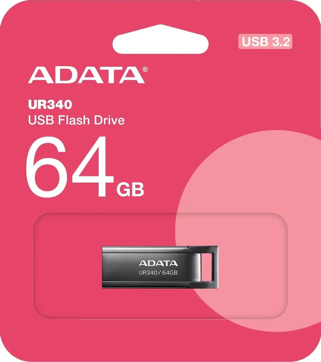 картинка USB3.2 накопитель 64Gb A-Data UR340 AROY Black (AROY-UR340-64GBK) от магазина КомпьютерЦентр