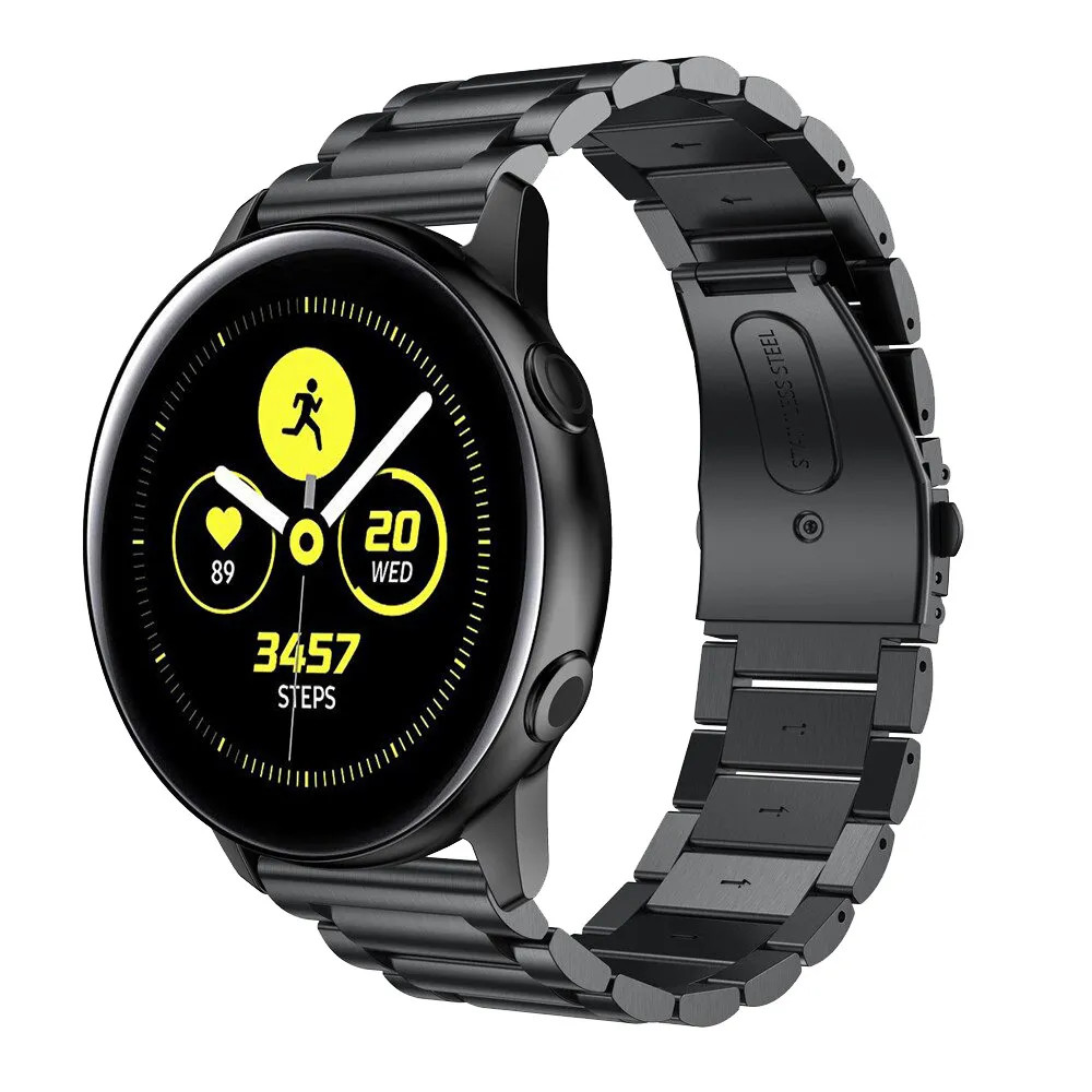 картинка Классический металлический ремешок для Samsung Galaxy Watch 42mm/ Gear S2/ Galaxy Watch 3 41mm/ Galaxy Watch 4 (20мм) 0097-02-4, черный от магазина КомпьютерЦентр