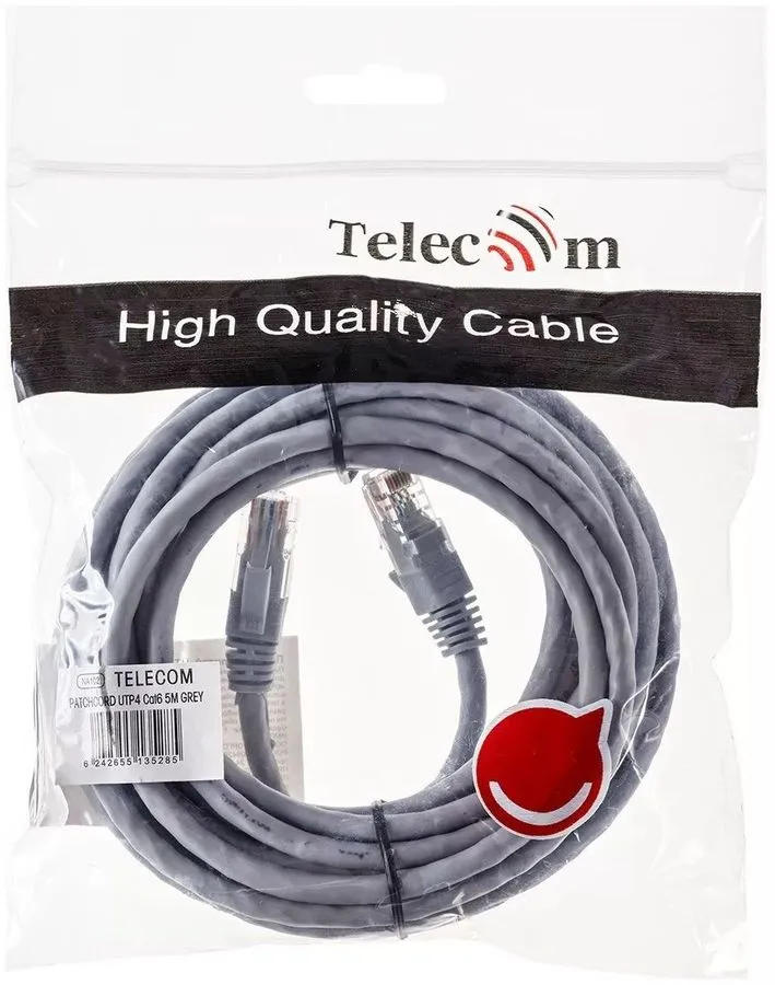 картинка Патч-корд UTP Telecom RJ-45 Cat.6, 5м, Gray (NA102-UTP-C6-5M) от магазина КомпьютерЦентр