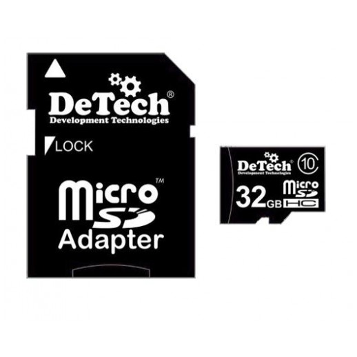 картинка Карта памяти DeTech 32GB microSD Class10 + SD Adapter от магазина КомпьютерЦентр