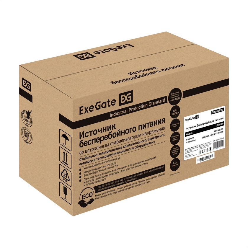 картинка ИБП ExeGate (EX292778RUS) SpecialPro UNB-900.LED.AVR.1SH.2C13.RJ.USB 900VA/ 500W, LED, Black от магазина КомпьютерЦентр