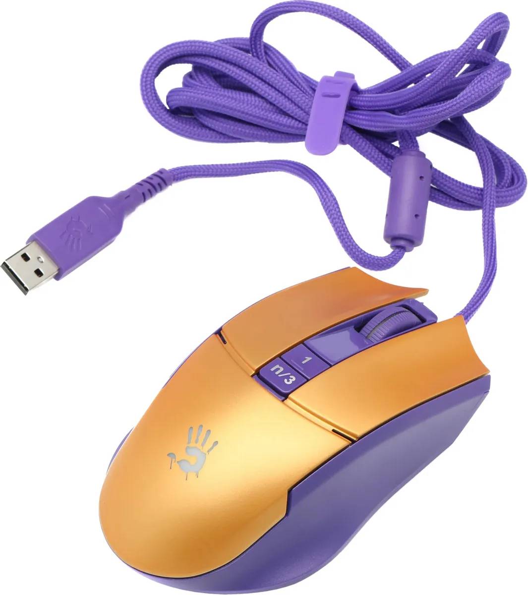картинка Мышь A4Tech Bloody L65 Max желтый/ фиолетовый (L65 MAX/ ROYAL VIOLET) от магазина КомпьютерЦентр