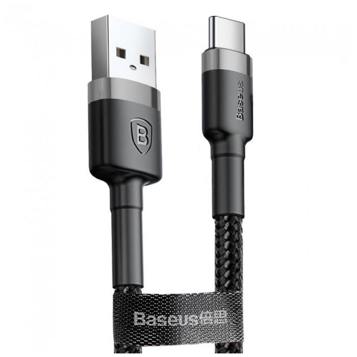 картинка Дата-кабель Baseus Data Cable Type-C 100cm Cafule 3A Black/ Gray (CATKLF-BG1) от магазина КомпьютерЦентр
