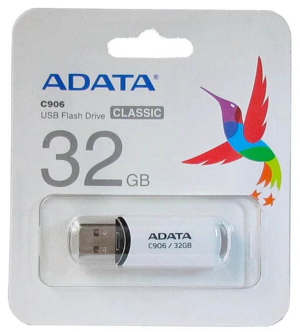 картинка USB накопитель 32Gb A-DATA C906, White (AC906-32G-RWH) от магазина КомпьютерЦентр