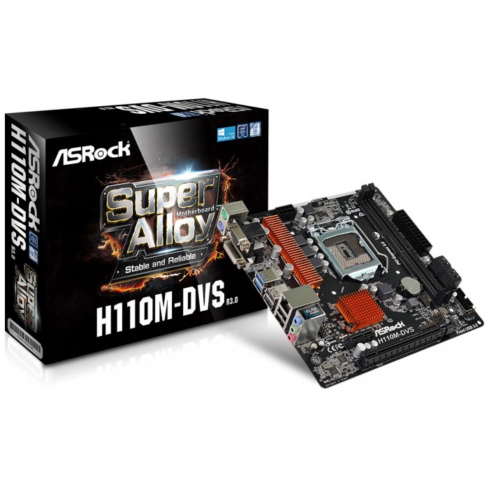 картинка Материнская плата ASRock H110M-DVS R3.0 Soc-1151 (H110M-DVS R3.0) от магазина КомпьютерЦентр
