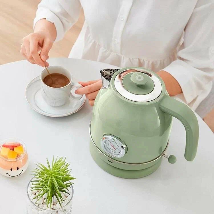 картинка Электрочайник Xiaomi Qcooker Retro Electric Kettle с температурным датчиком QS-1701 Green RU от магазина КомпьютерЦентр