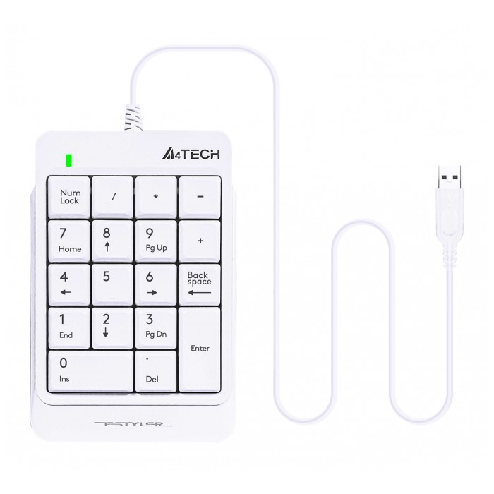картинка Цифровая USB клавиатура A4tech Fstyler FK13P White USB Slim для ноутбука (FK13P) от магазина КомпьютерЦентр