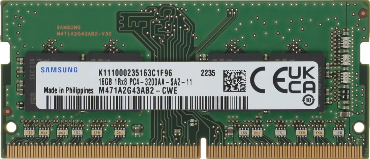 картинка SO-DIMM DDR4 16Gb 3200MHz PC4-25600 Samsung 1.2V CL22 oem (M471A2G43AB2-CWE) от магазина КомпьютерЦентр