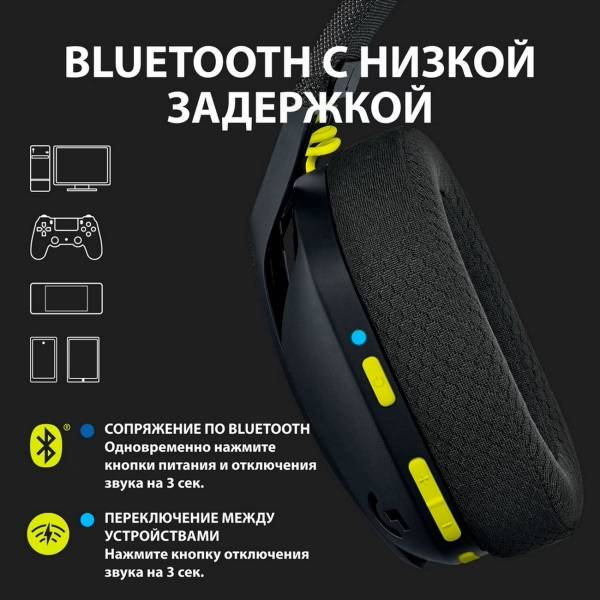 картинка Гарнитура Logitech G435 LIGHTSPEED черный (Bluetooth, радиоканал) от магазина КомпьютерЦентр