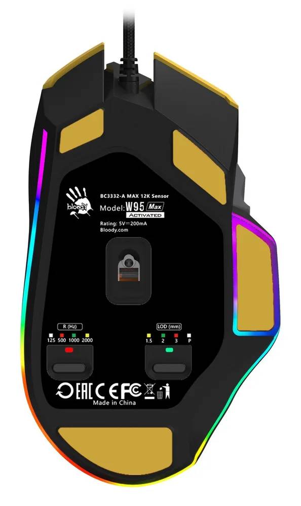 картинка Мышка A4Tech Bloody W95 Max Sports, проводная USB, желтый/ черный от магазина КомпьютерЦентр