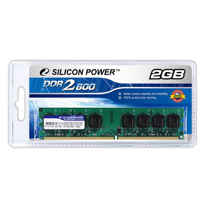 картинка Оперативная память SiliconPower DIMM DDR2 2Gb 800MHz PC2-6400 от магазина КомпьютерЦентр