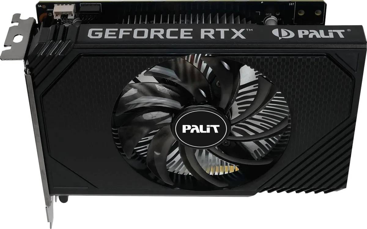 картинка Видеокарта 6Gb GDDR6 GeForce RTX 3050 STORMX OC Palit (NE63050S18JE-1070F) от магазина КомпьютерЦентр