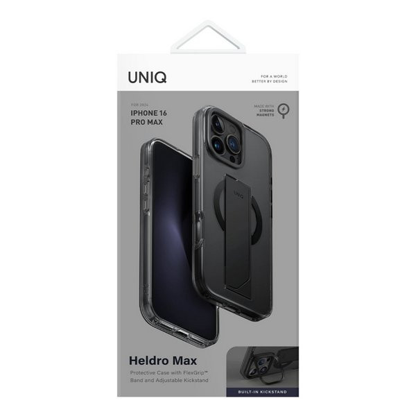 картинка Чехол Uniq HYBRID HELDRO Max WITH CAMERA STAND (MagSafe) для iPhone 16 Pro MAX 6.9'', SMOKE (IP6.9P(2024)-HELMMSMK) от магазина КомпьютерЦентр