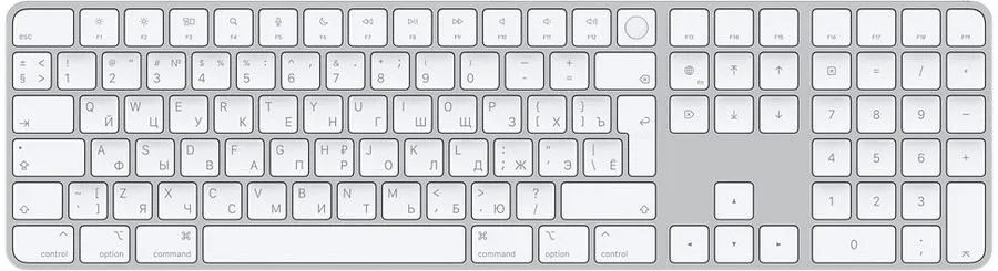картинка Клавиатура Apple Magic Keyboard с Touch ID и цифровой панелью, белая (MK2C3) от магазина КомпьютерЦентр