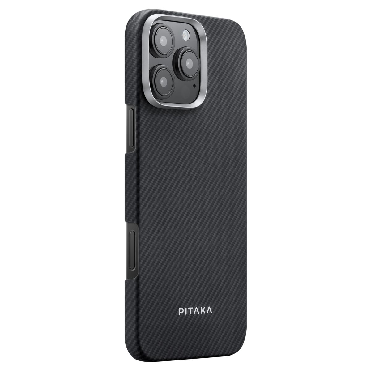картинка Чехол с кнопкой PITAKA (PitaTap) для iPhone 16 Pro 6.3'', принт Black/ Grey Ultra-Slim Case от магазина КомпьютерЦентр