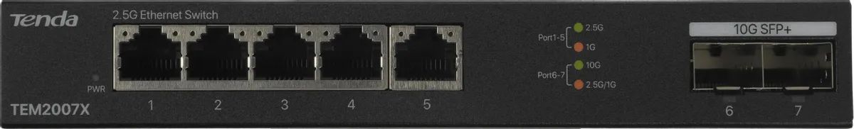 картинка Switch 5-port Tenda TEM2007X (L2) 5x2.5Гбит/ с 2SFP+ неуправляемый от магазина КомпьютерЦентр