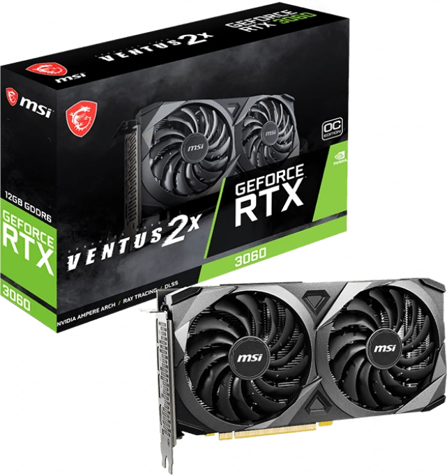 картинка Видеокарта 12Gb GDDR6 GeForce RTX 3060 VENTUS 2X MSI (RTX 3060 VENTUS 2X 12G) от магазина КомпьютерЦентр