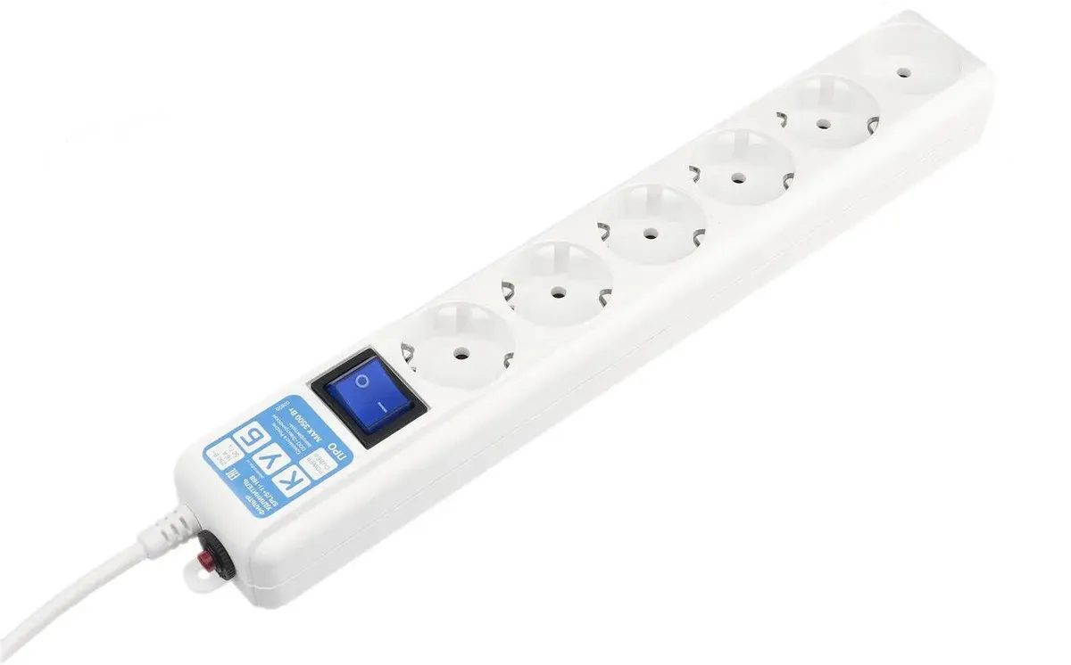 картинка Сетевой фильтр 3 м, PowerCube PRO, (SPL(5+1)-16B-P-3M-White) 3.0 м, LC контур - подавление В/ Ч помех, 16А/ 3,5кВт от магазина КомпьютерЦентр