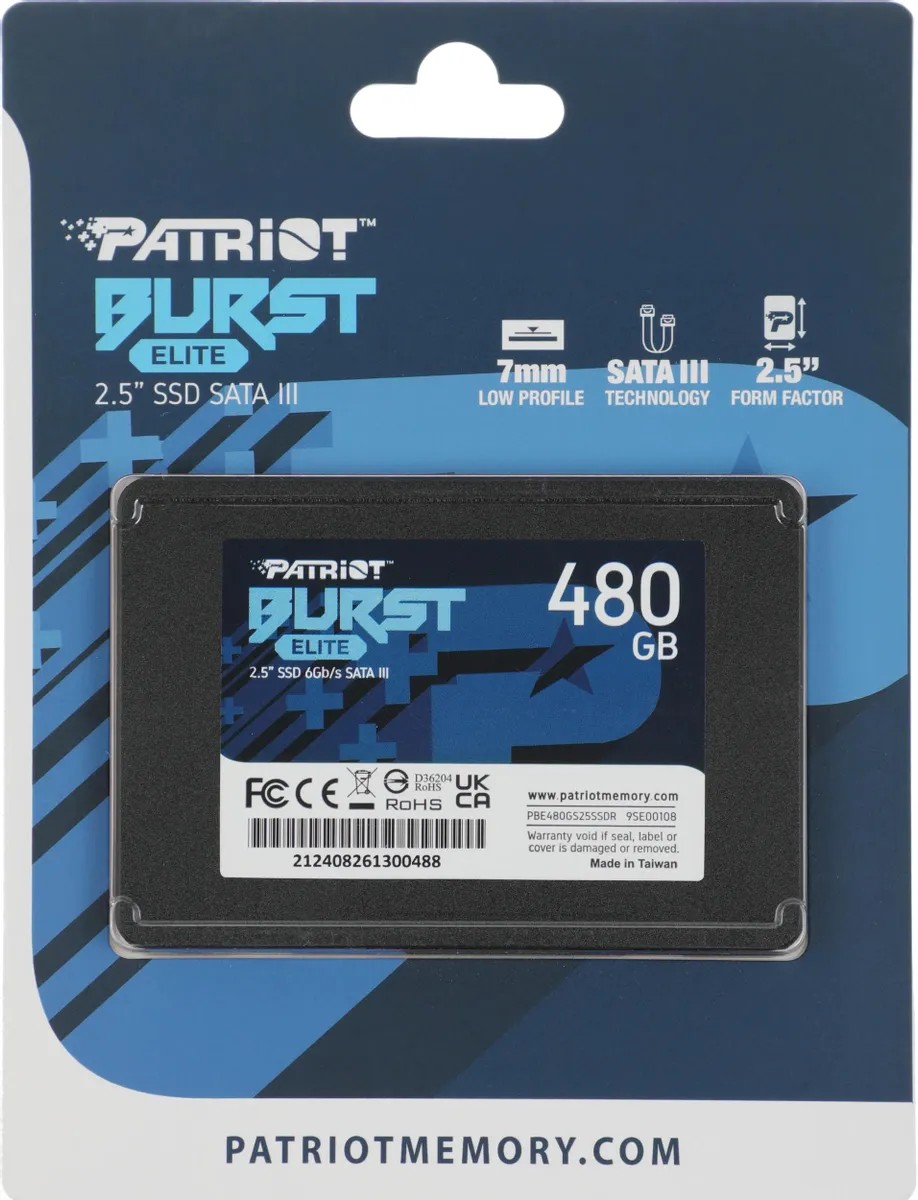 картинка SSD накопитель 480Gb 2.5'' Patriot Burst Elite SATAIII (PBE480GS25SSDR) от магазина КомпьютерЦентр