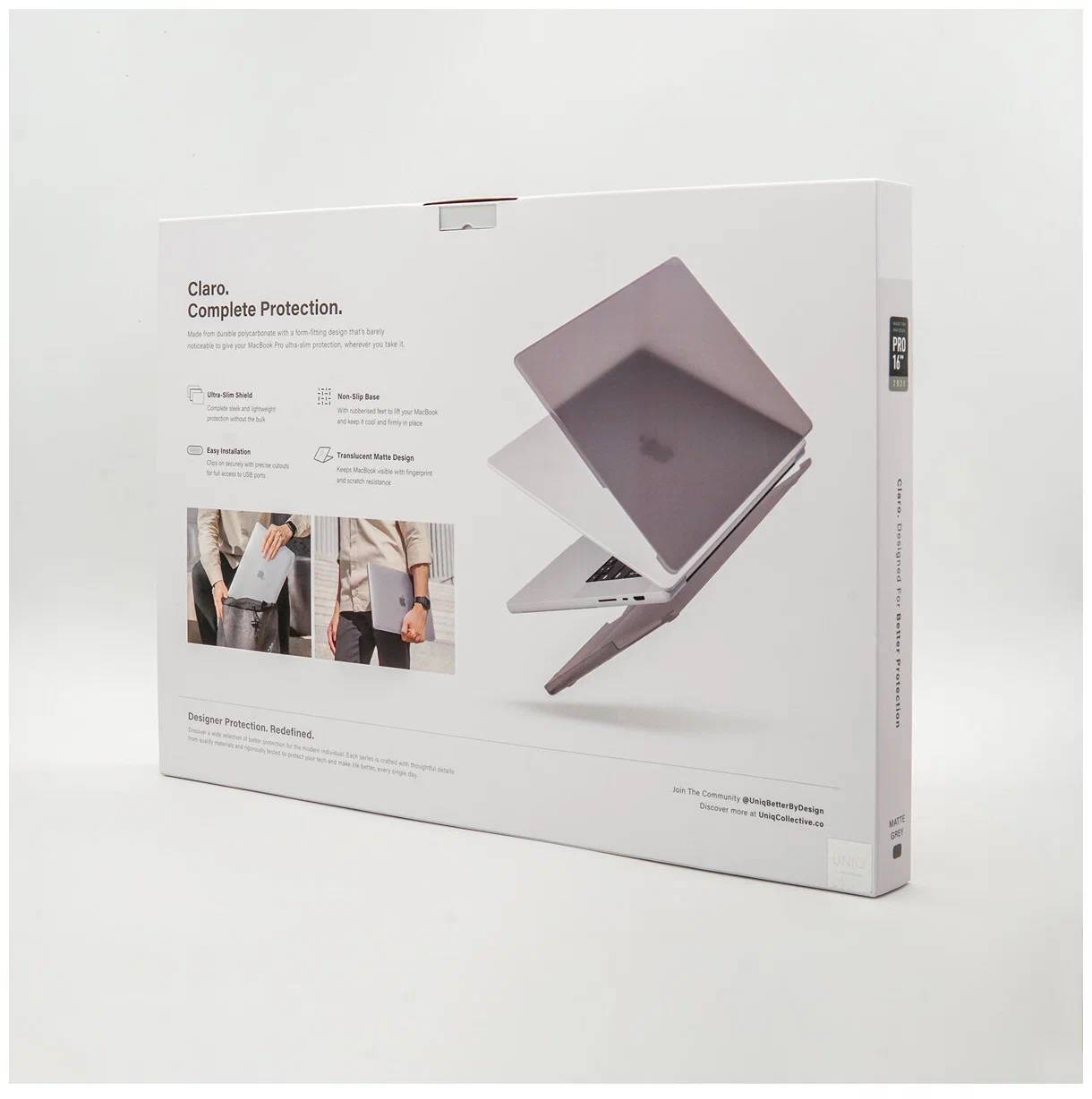 картинка Чехол Uniq CLARO для MacBook Pro 16'' (M1/ M2 MAX & PRO) (2021-2023) Matte Grey (MP16(2021)-CLAROMGRY) от магазина КомпьютерЦентр
