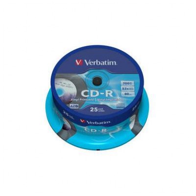картинка Диски Verbatim CD-R 700Мb 25pcs Cake Vinil Printable от магазина КомпьютерЦентр