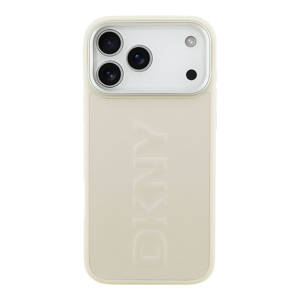 картинка Чехол DKNY для iPhone 17 Pro Max PU Large Embossed Vertical logo Metal camera Hard White (DKHCP17XPCSDVEMH) от магазина КомпьютерЦентр
