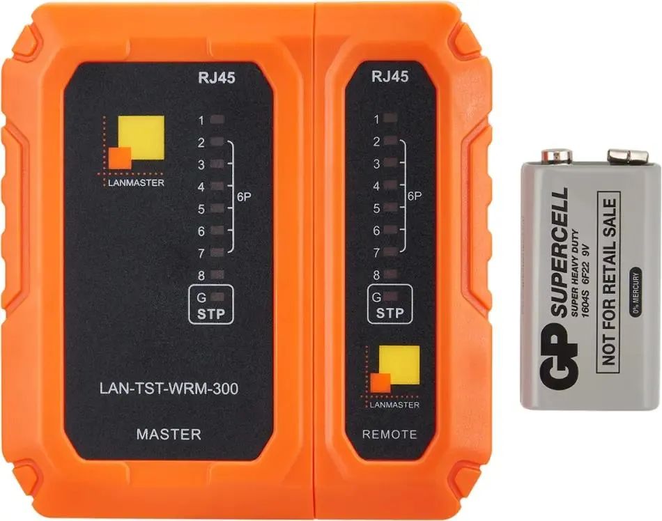 картинка Тестер кабельный Lanmaster LAN-TST-WRM-300 оранжевый/ черный от магазина КомпьютерЦентр