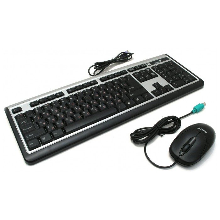 картинка Клавиатура+мышь Genius Slim Star C100 Black/Silver PS/2 от магазина КомпьютерЦентр