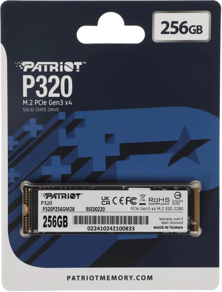 картинка SSD накопитель 256Gb Patriot P320 PCI-E x4 M.2 2280 (P320P256GM28) от магазина КомпьютерЦентр