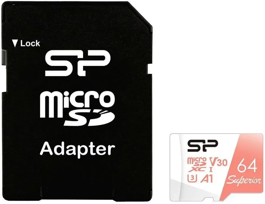картинка Карта памяти 64Gb microSDXC SiliconPower Superior A1 (SP064GBSTXDV3V20SP) Class 10 UHS-I U3 100/ 80 Mb/ s (SD адаптер) от магазина КомпьютерЦентр