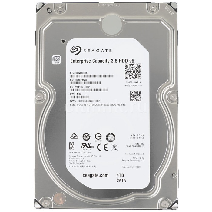 картинка Жесткий диск Seagate 4.0Tb 3.5'' SATAIII 7200 rpm 128 Mb cache Enterprise Capacity  (ST4000NM0035) от магазина КомпьютерЦентр