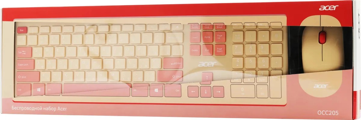 картинка Комплект Acer OCC205 клав:розовый/ бежевый мышь:розовый/ бежевый USB беспроводная slim Multim (ZL.ACCEE.00F) от магазина КомпьютерЦентр