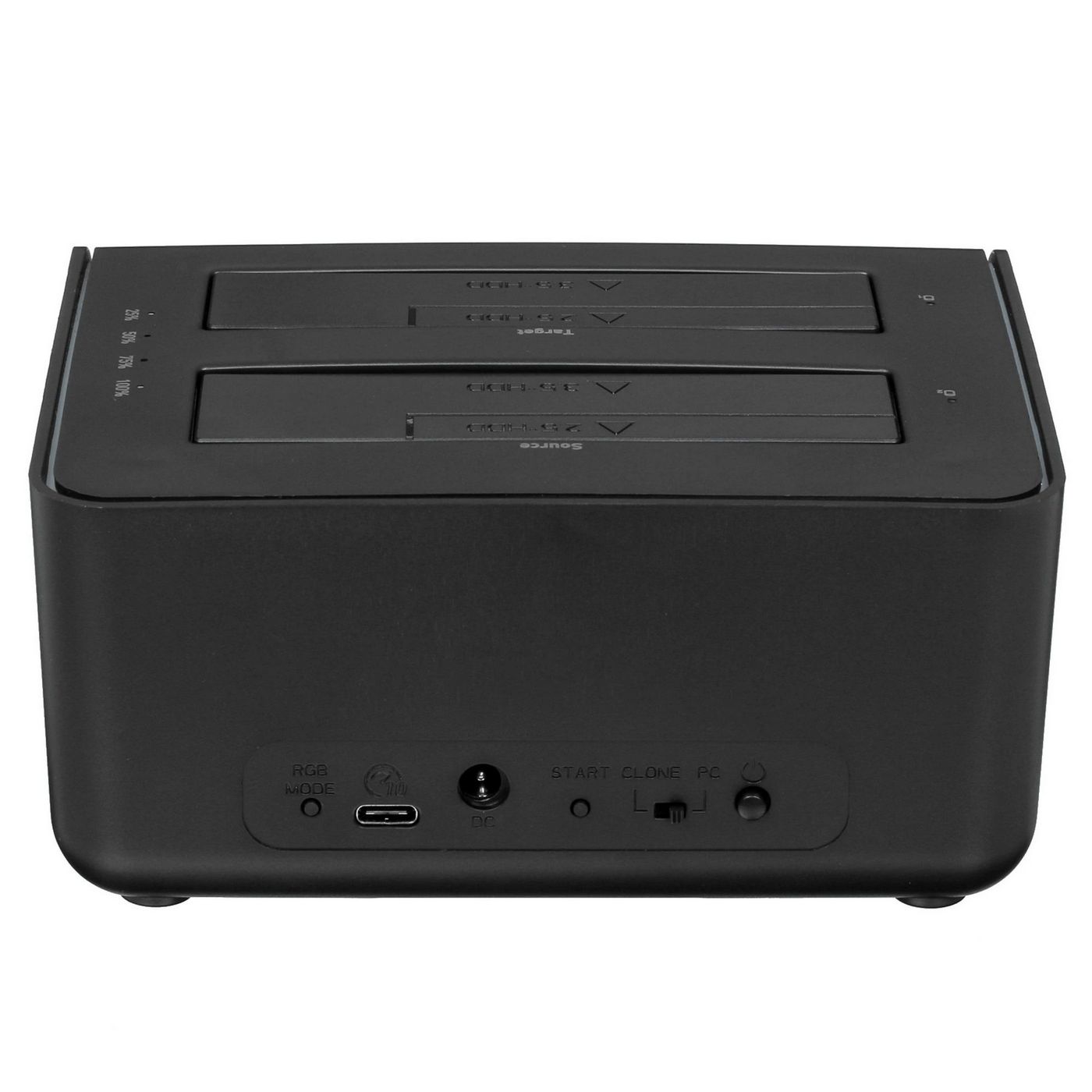 картинка Док-станция 2,5''/ 3,5'' Keyron (8828C3-C) Type-A/  Type-C, металл, черный, RGB, 2HDD+Clone от магазина КомпьютерЦентр