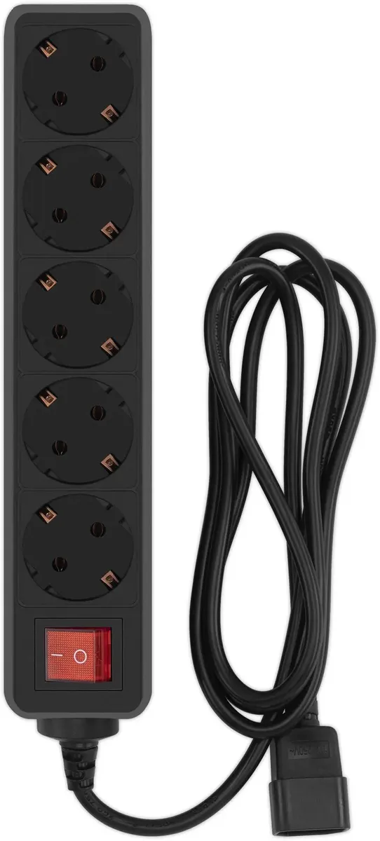 картинка Сетевой фильтр 1,8 м, PC Pet, 5 розеток Black Пакет к ИБП (AP01006-E-B) от магазина КомпьютерЦентр