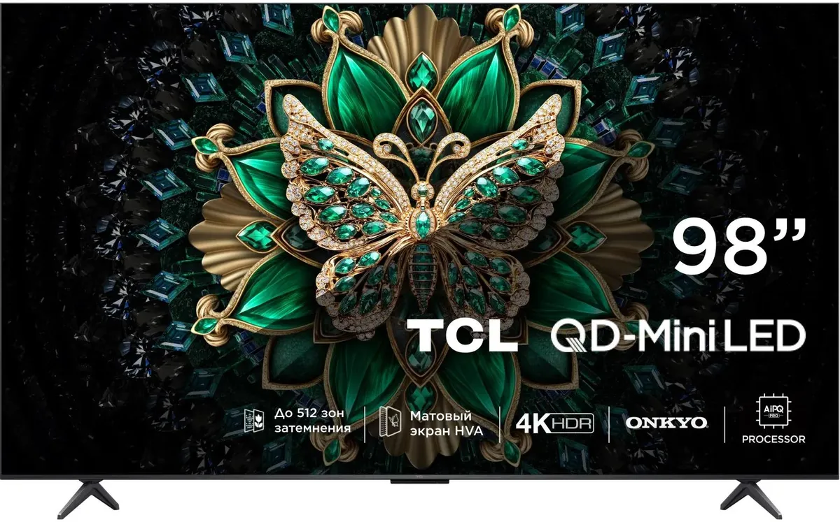 картинка Телевизор TCL 98'' 98C6K черный LED 4K UHD 144Hz Smart TV от магазина КомпьютерЦентр
