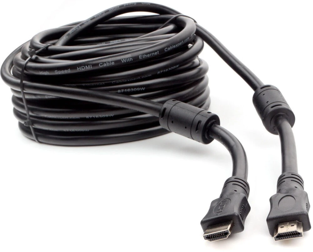 картинка Кабель HDMI Cablexpert CCF2-HDMI4-15M, 15м, v2.0, 19M/ 19M, черный, позол.разъемы, экран, 2 ферр кольца, пакет от магазина КомпьютерЦентр