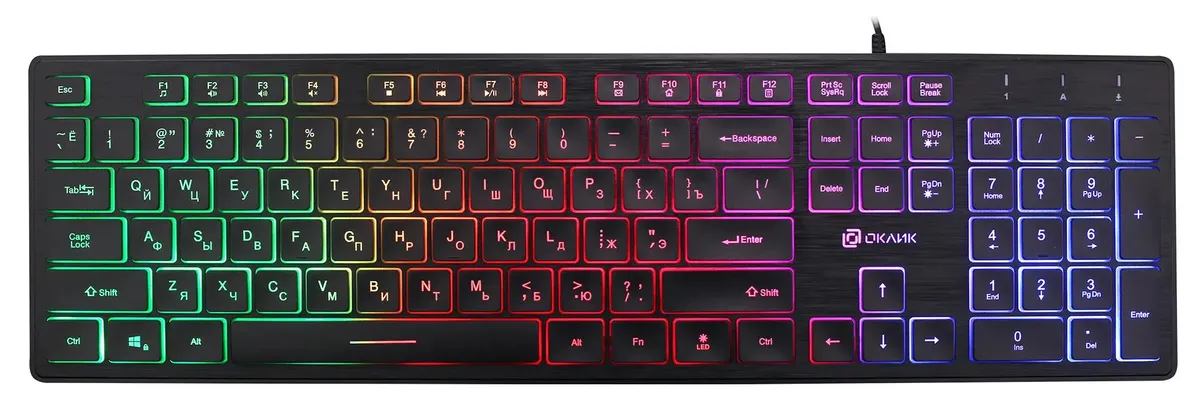 картинка Клавиатура Oklick 550ML черный USB slim Multimedia LED 1061617 от магазина КомпьютерЦентр