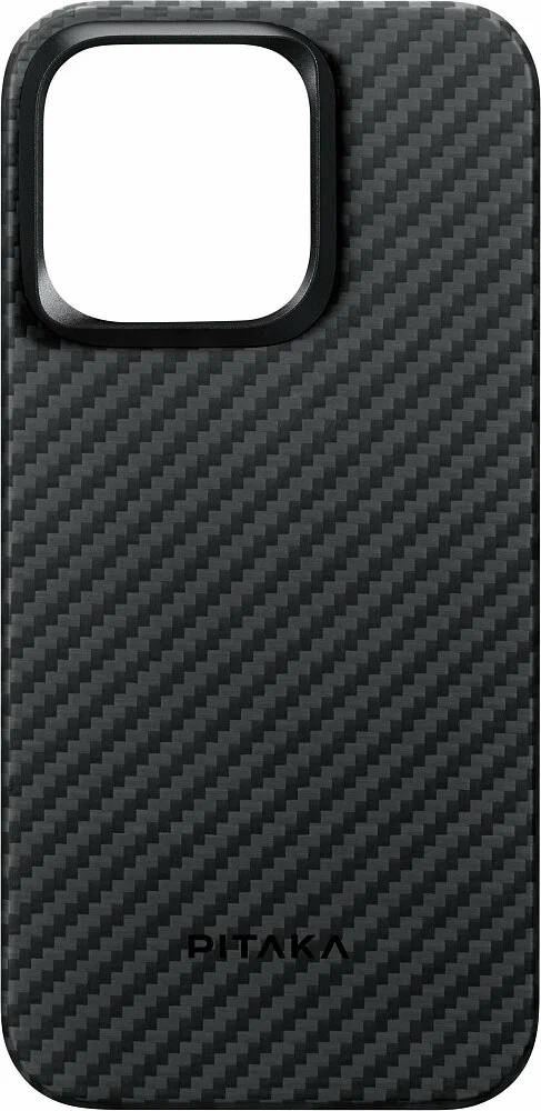 картинка Чехол PITAKA MagEZ Case 4 для iPhone 15 Pro MAX 6.7'', черный/ серый (Black/ Grey Twill) 1500D от магазина КомпьютерЦентр