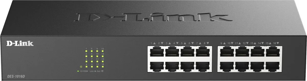 картинка Switch 16-port D-Link DES-1016D/ I1A 10/ 100BaseTX неуправляемый от магазина КомпьютерЦентр