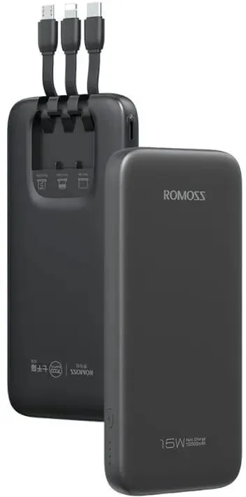 картинка Внешний аккумулятор Romoss (PHC10) (10000mAh) 22.5W 3A USB-A/ USB-C черный от магазина КомпьютерЦентр