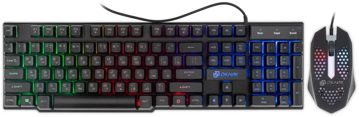 картинка Комплект Oklick 400GMK клав:черный мышь:черный USB LED (1546779) от магазина КомпьютерЦентр