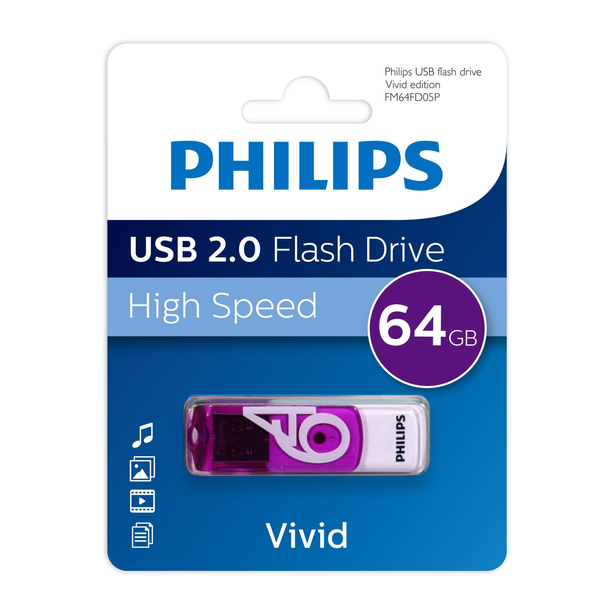 картинка USB накопитель 64Gb Philips Vivid 2.0 (FM64FD05P/ 97) от магазина КомпьютерЦентр
