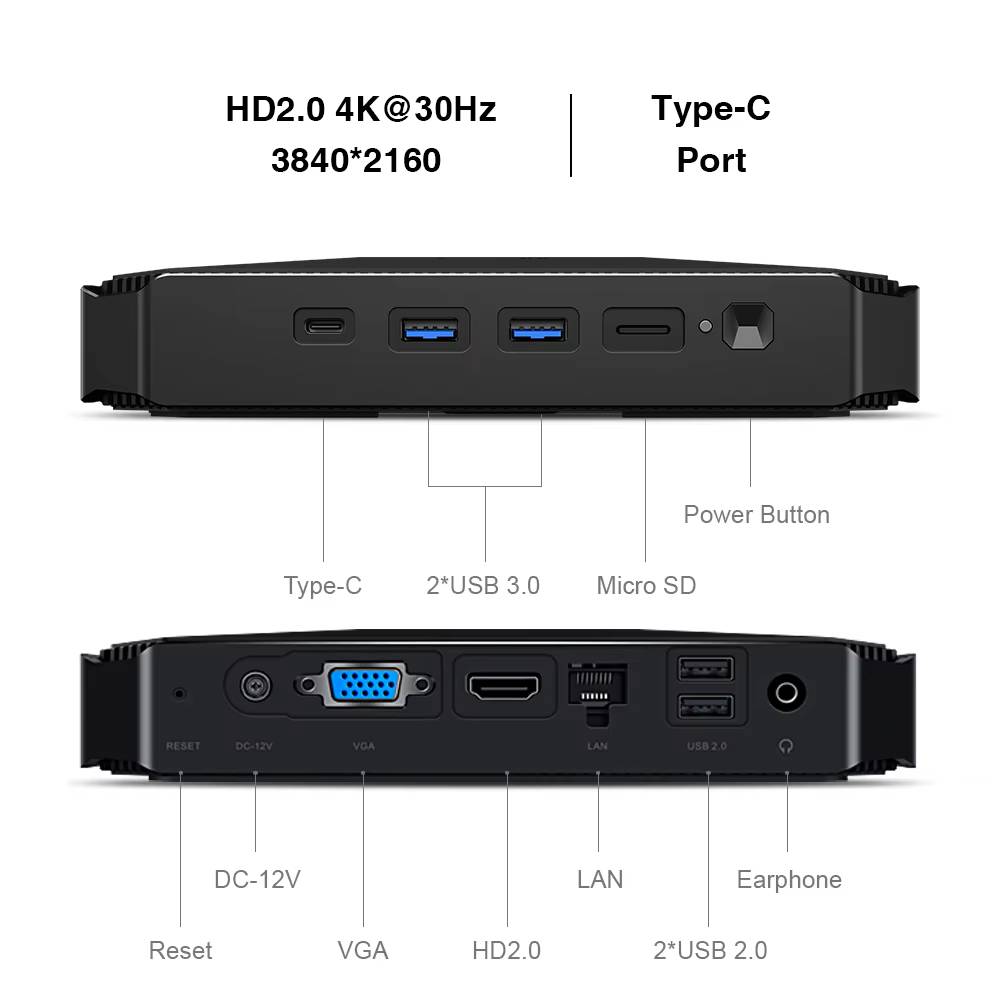 картинка Компьютер Chuwi HeroBox () Intel N100 (0.8)/  8Gb/  256Gb SSD/  Intel UHD Graphics /  BT/  WiFi/  Win 11 Professional/  Black от магазина КомпьютерЦентр