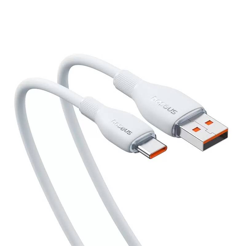 картинка Кабель Baseus Pudding Series Fast Charging Cable USB to Type-C 100W 1.2m Stellar White от магазина КомпьютерЦентр