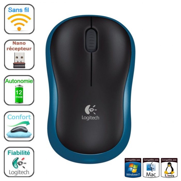 картинка Мышка Logitech M185 Wireless Blue (910-002239) от магазина КомпьютерЦентр