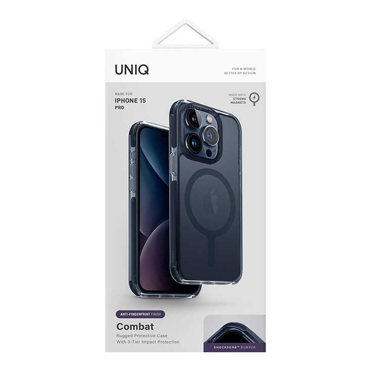 картинка Чехол Uniq HYBRID MAGCLICK CHARGING (MagSafe) COMBAT (AF) для iPhone 15 Pro 6.1'', синий дым (Smoke Blue) IP6.1P(2023)-COMAFMSBU от магазина КомпьютерЦентр