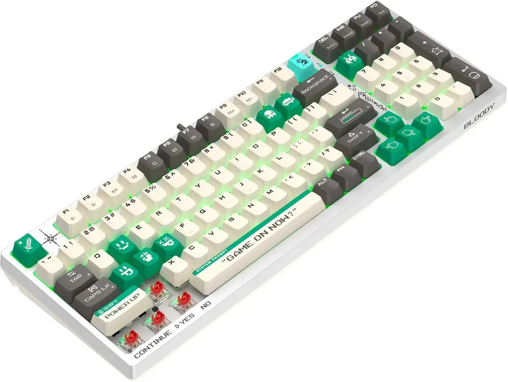 картинка Клавиатура A4Tech Bloody S98 Pixels Green механическая белый/ бежевый USB for gamer LED (S98 Pixels Green) от магазина КомпьютерЦентр