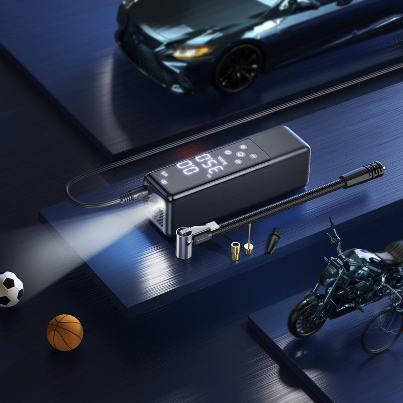 картинка Автомобильный портативный компрессор Hoco ZP5 May smart air pump black от магазина КомпьютерЦентр